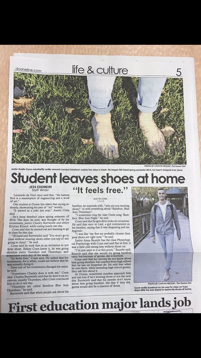 CharleyBurt's tweet photo. Wow @DoaneUniversity might as well put @Conn4Real at the top of these new signs in Lied. #noshoesnoproblem #itfeelsfree #freeConn https://t.co/wJagesiOXC