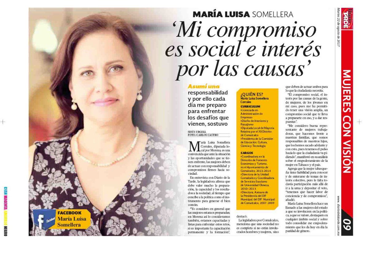 jorgedelacruz99's tweet photo. El especial de hoy de @Diariodelatarde #MujeresConVision con @MaluSomellera https://t.co/gePVWsDbb2
