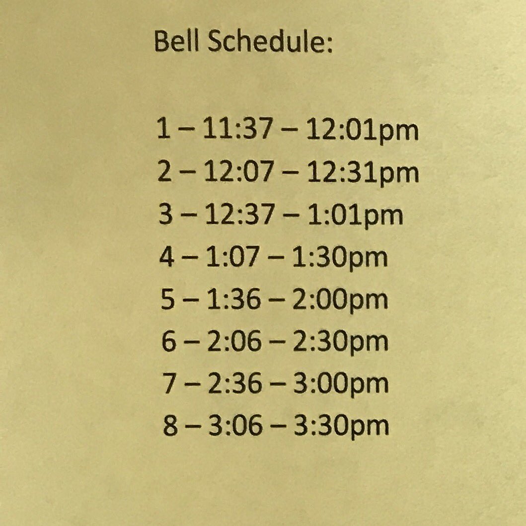 WichitaSEHS's tweet photo. Tomorrow's schedule!
Get your blue schedule from the mezzanine first thing, then go to your 9th hour at 7:50. RT for awareness https://t.co/nLxxI3A0pZ