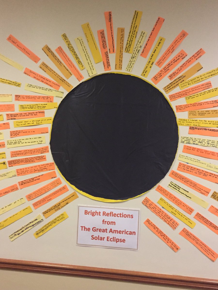bbell5's tweet photo. Love that our students reflected on what they learned about the eclipse @DarlingtonTiger . #forwardeachday https://t.co/5urS1TKC16