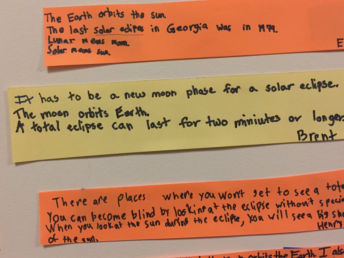 bbell5's tweet photo. Love that our students reflected on what they learned about the eclipse @DarlingtonTiger . #forwardeachday https://t.co/5urS1TKC16