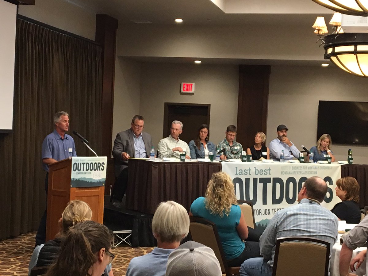 LandTawney's tweet photo. Last best outdoors fest! @SenatorTester gets it! I spy @carolinegleich @randynewberg @SarahCalhoon &amp; Ryan Busse @Backcountry_H_A https://t.co/i7jQZ13Cap