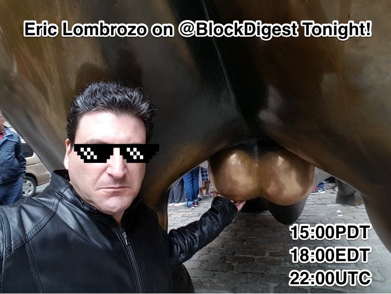 blockdigest's tweet photo. [LIVE] BD #6: Satoshi's Visions - Interview with Bitcoin Core Dev @eric_lombrozo! #bitcoin https://t.co/MoL8dJOXhr https://t.co/x6XC6thSqq
