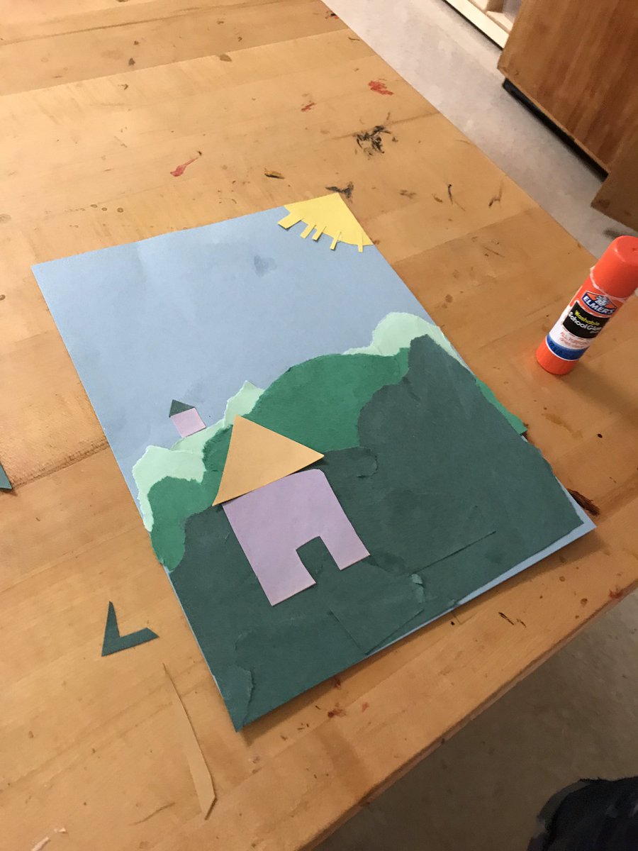 Duewestartrocks's tweet photo. 3s collaging their way through the layers of a landscape #background #middleground #frontground? 😉#cobbartrocks #artsedga https://t.co/GV9asfv6Yh