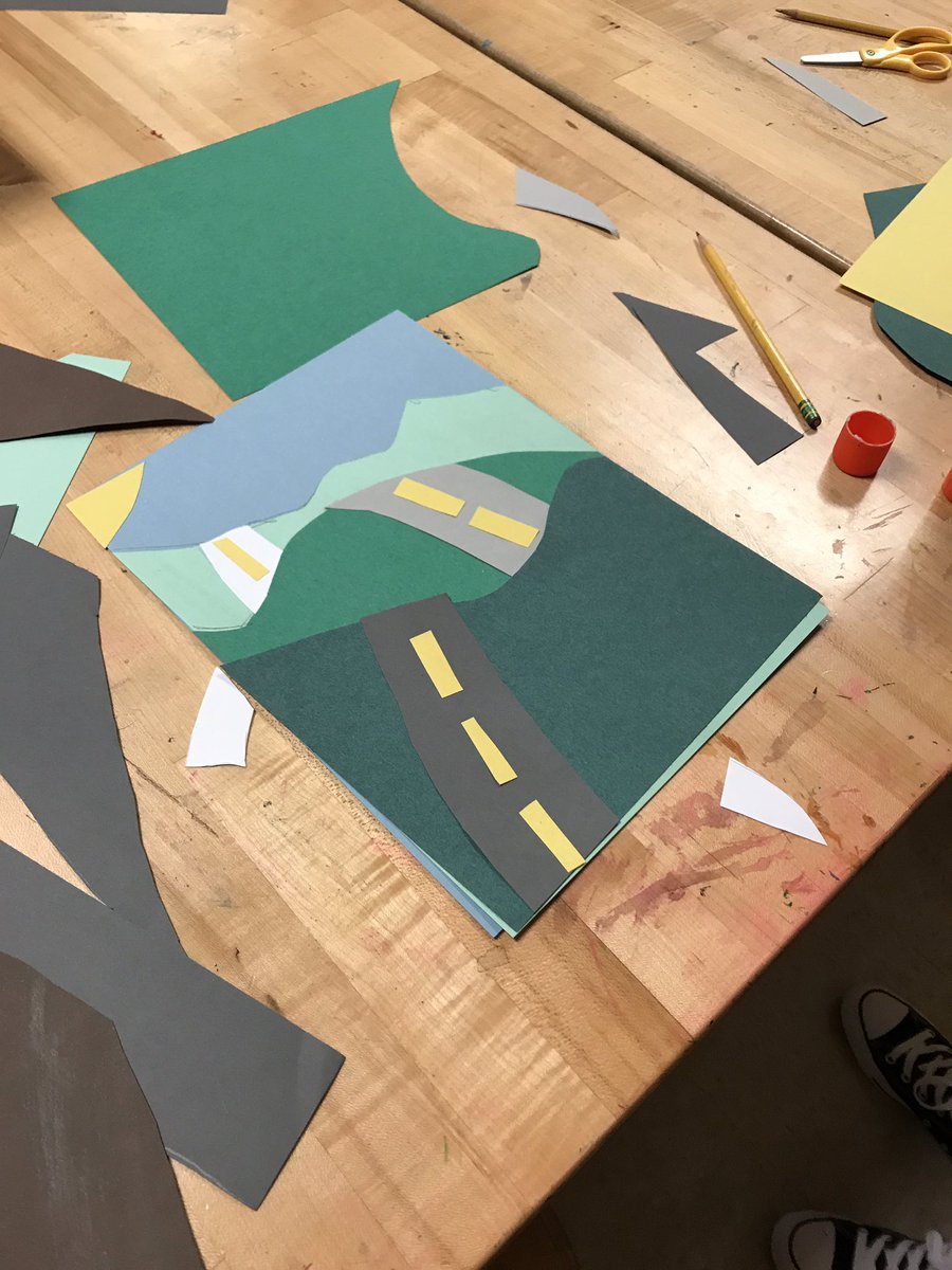 Duewestartrocks's tweet photo. 3s collaging their way through the layers of a landscape #background #middleground #frontground? 😉#cobbartrocks #artsedga https://t.co/GV9asfv6Yh