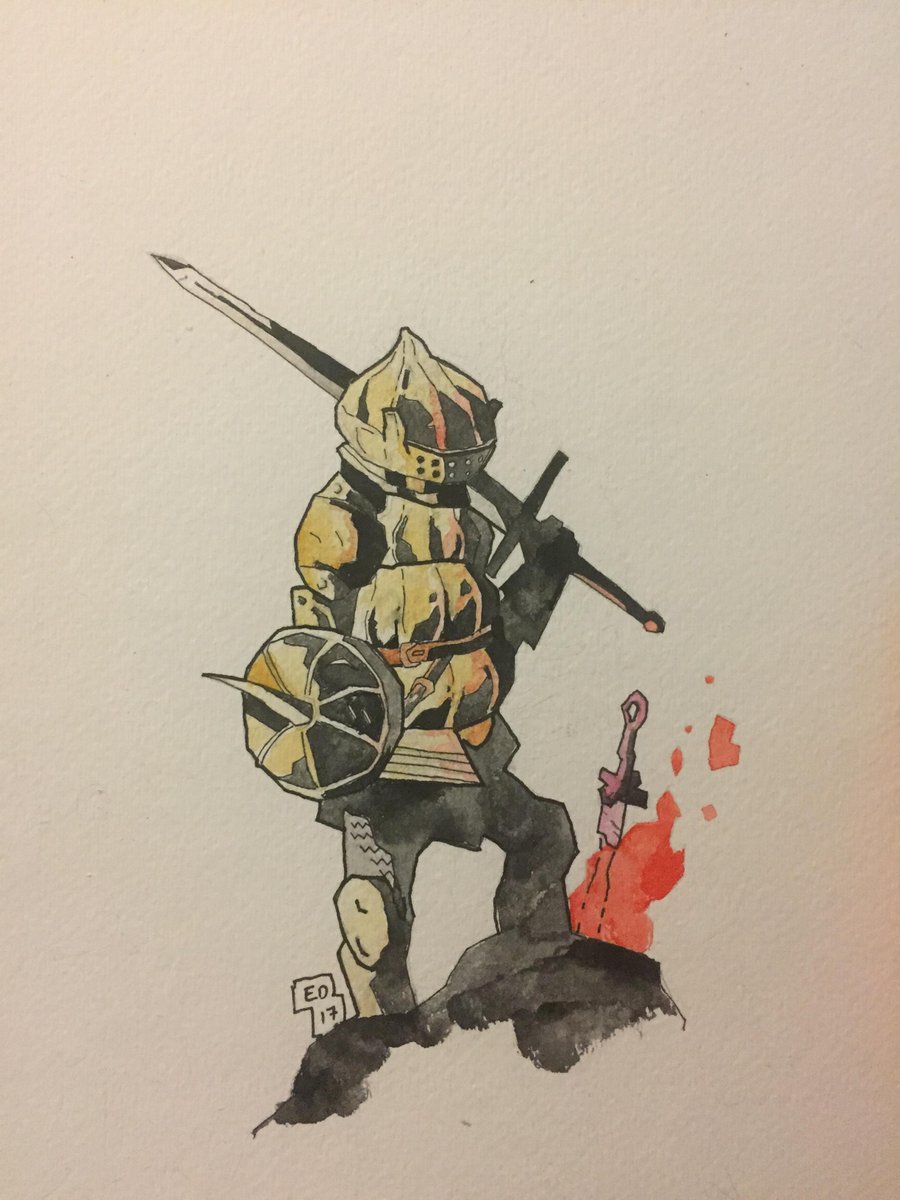 DarkSoulsGame's tweet photo. This watercolor painting by edavid21 is amazing! Have yourself a Siegbrau on us ;) ! https://t.co/LVgLrgLVTP https://t.co/F4Kaz3KaYp
