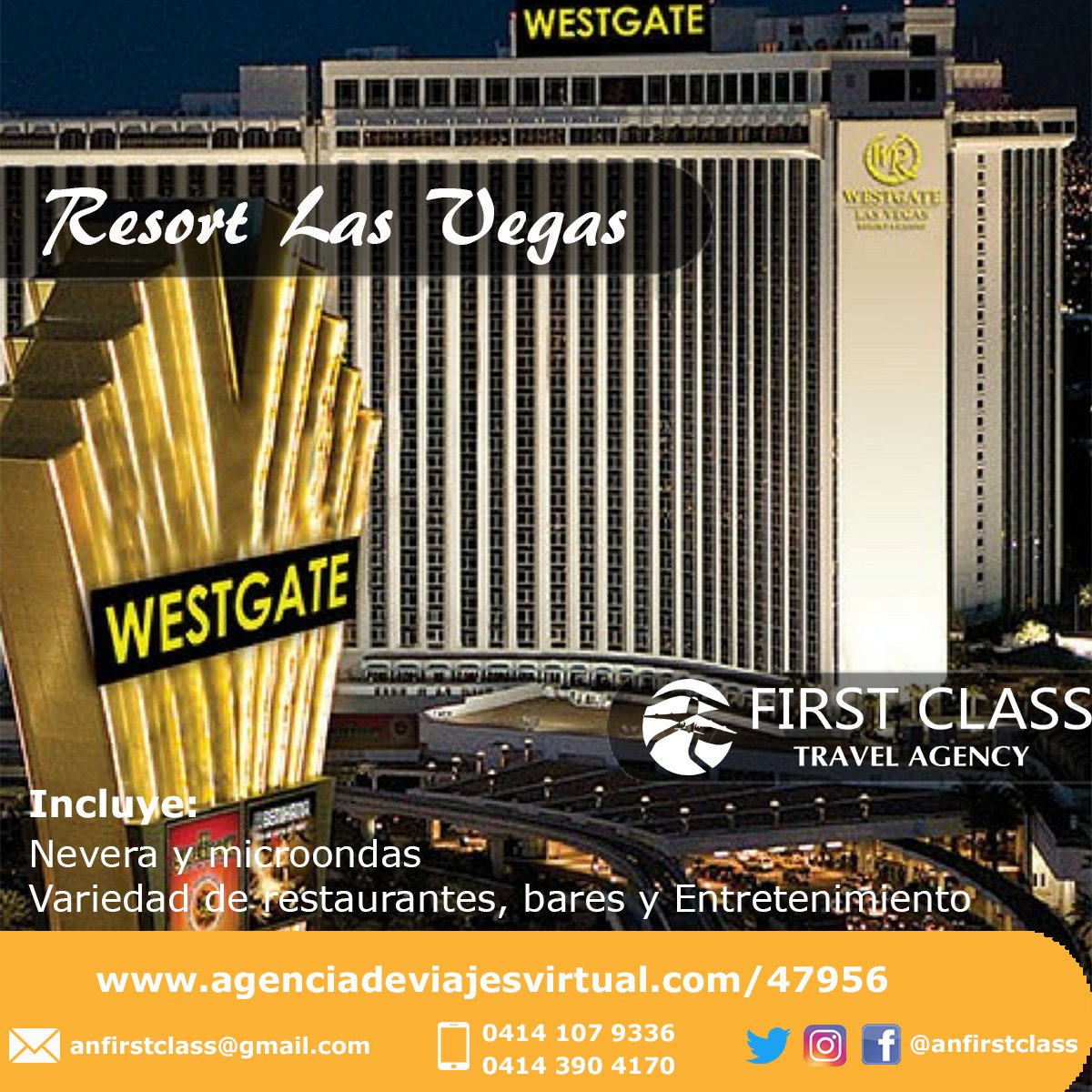 anfirstclass's tweet photo. Las Vegas es la ciudad que nunca duerme y ¿Qué mejor forma de disfrutarlo que con nuestro Resort de lujo? #ANFirstClass https://t.co/eR8PM0L4P7