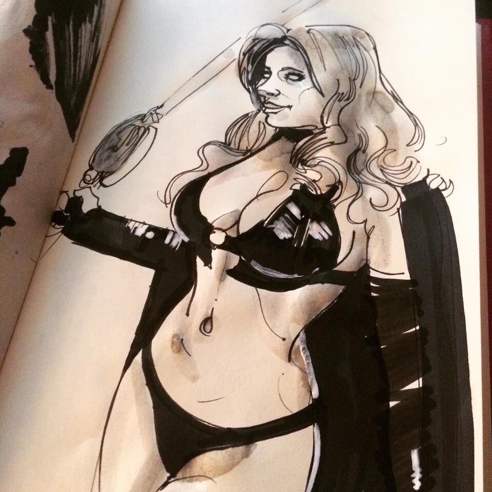 TheFrisbeeman's tweet photo. Ink sketch #ink #comic #art #doodle #2d #sketchbook #sketch #drawordie #drawingaday #booooobs #pinup #sexy #latex #conceptart https://t.co/TybjrATTFo