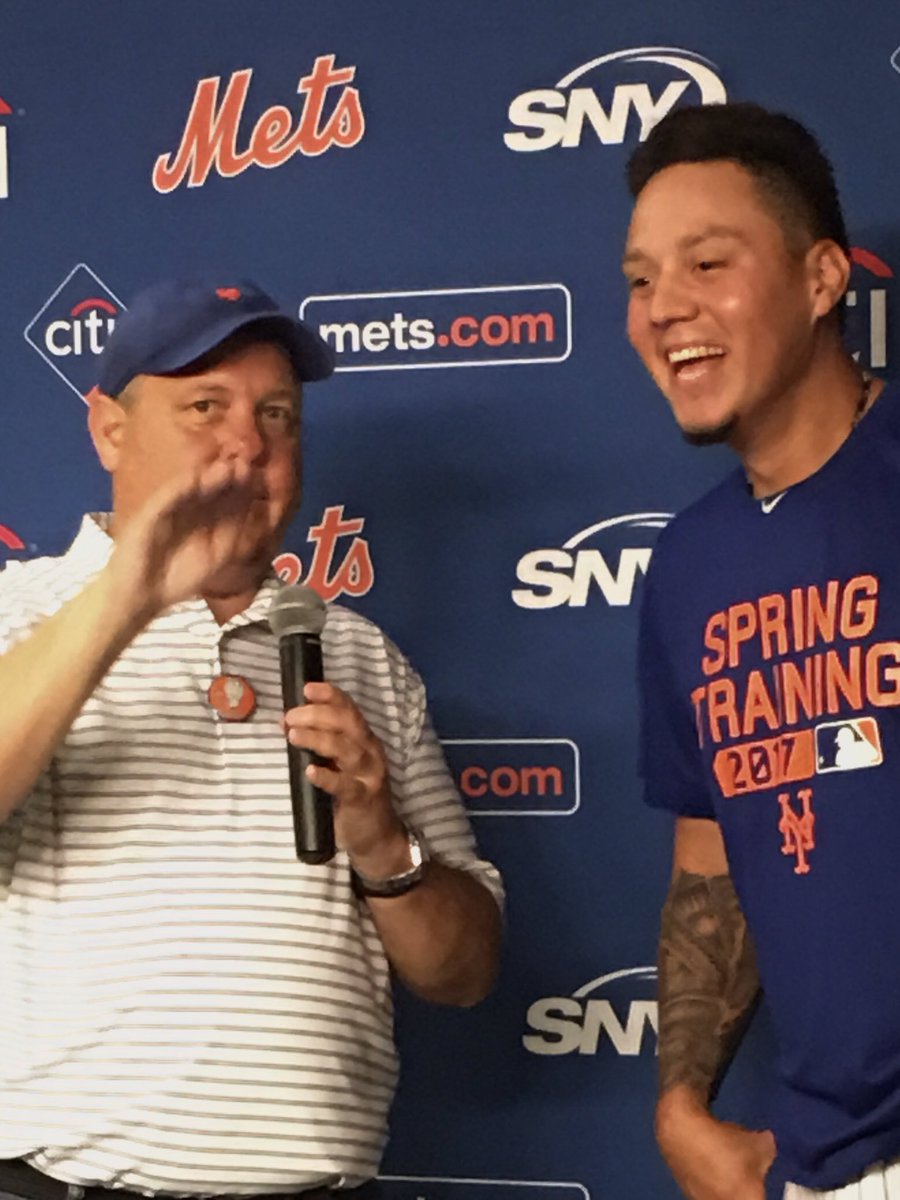 Interviewing Wilmer Flores before the game about KM charity "Friends of Flores" benefiting foster kids! hit a HR over Konica Minolta sign!