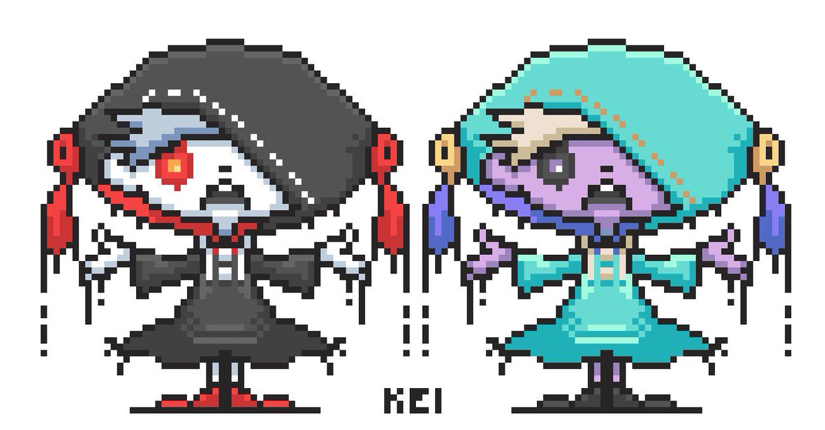 スナックワールドの死神さんとデスくんが可愛いよー。 #ドット絵 