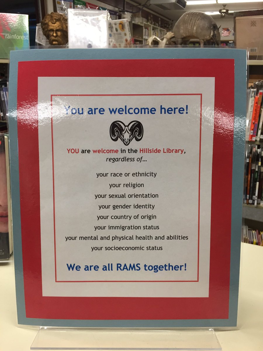 HillsideLibrary's tweet photo. Please come visit us in the Library, on #firstdaybsd2017 and every day! You are always welcome. #RamPride https://t.co/TCKwmlARHu