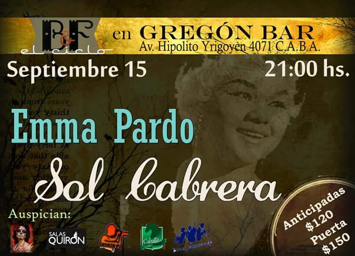 PrensaCabrera's tweet photo. @SolCabreraOk junto a #EmmaPardo el 15 de septiembre en #GregonBar. Pedí tu anticipada! https://t.co/QAqcrxcTeo
