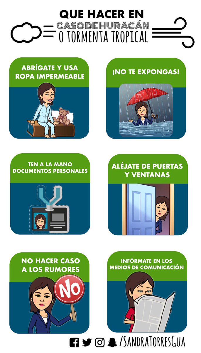 SandraTorresGUA's tweet photo. Fuertes lluvias esta tarde, les comparto unos útiles consejos. ¿Cuál consejo agregarían ustedes? https://t.co/3hTMCCND2W