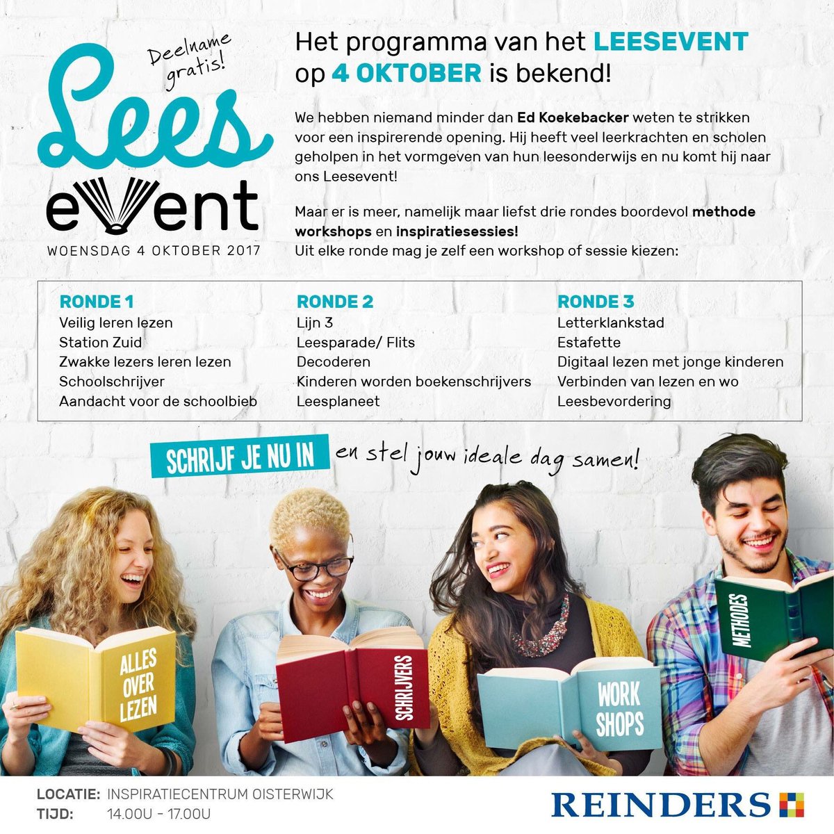Reinders_Tweets's tweet image. Bekijk hieronder het mooie programma van het Leesevent en schrijf je snel in via eventbrite.nl/e/registratie-…!