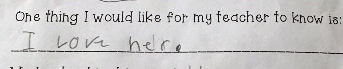 One of my students wrote this on their 'About Me' page. I love these kids already 😭❤️ #HPPM4thGrade  #risdgreantess #cantstoprisd