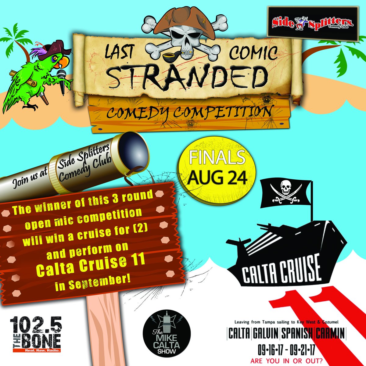 SSCCTampa's tweet photo. Come hang with @MrMikeCalta @SpanishEP @SandyCarmin @GalvinSeriously @M00nshineMiller @1025TheBone #lastcomicstranded https://t.co/s794cndk21