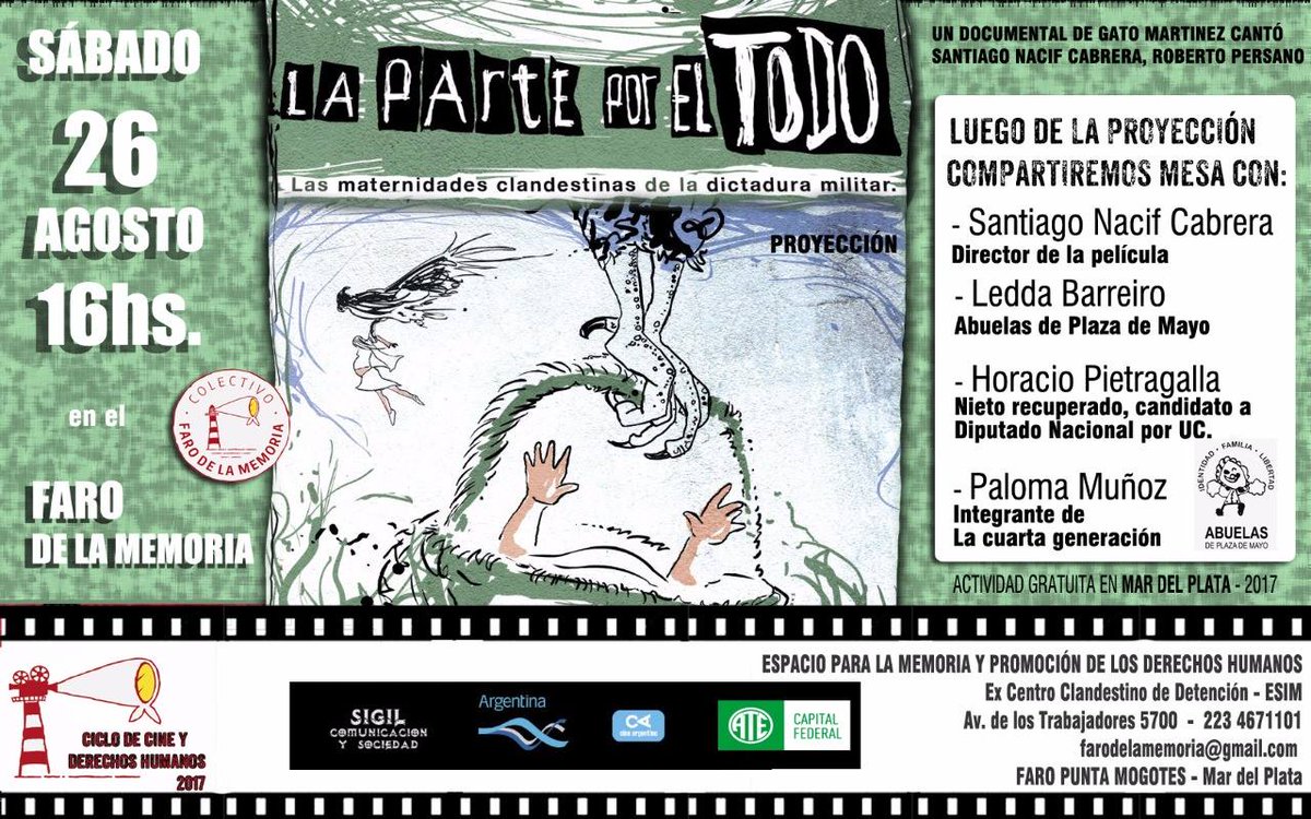LPxETdocumental's tweet photo. Sábado 26, 16 hs @LPxETdocumental en el Ciclo de Cine y Derechos Humanos @farodelamemoria 
Entrada gratuita https://t.co/3Wq2ll2Xu7