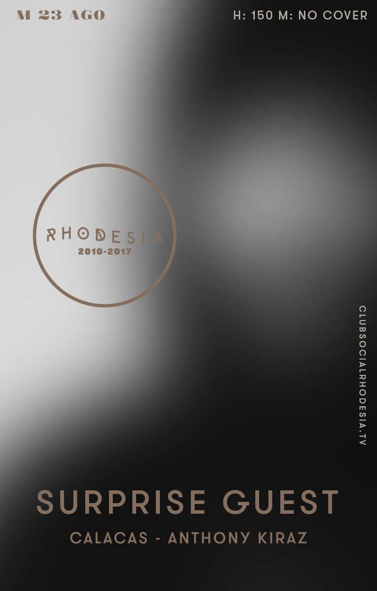 Club Social Rhodesia (@csrhodesia) on Twitter photo Presentamos el último #mieRHcoles y para despedirnos en grande:
#SurpriseGuest
+ <a href="/calacas/">Hugo Diaz Barreiro</a> (<a href="/thewookies/">The Wookies</a> )
+#AnthonyKiraz
H $150
M #NoCover Presentamos el último #mieRHcoles y para despedirnos en grande:
#SurpriseGuest
+ <a href="/calacas/">Hugo Diaz Barreiro</a> (<a href="/thewookies/">The Wookies</a> )
+#AnthonyKiraz
H $150
M #NoCover