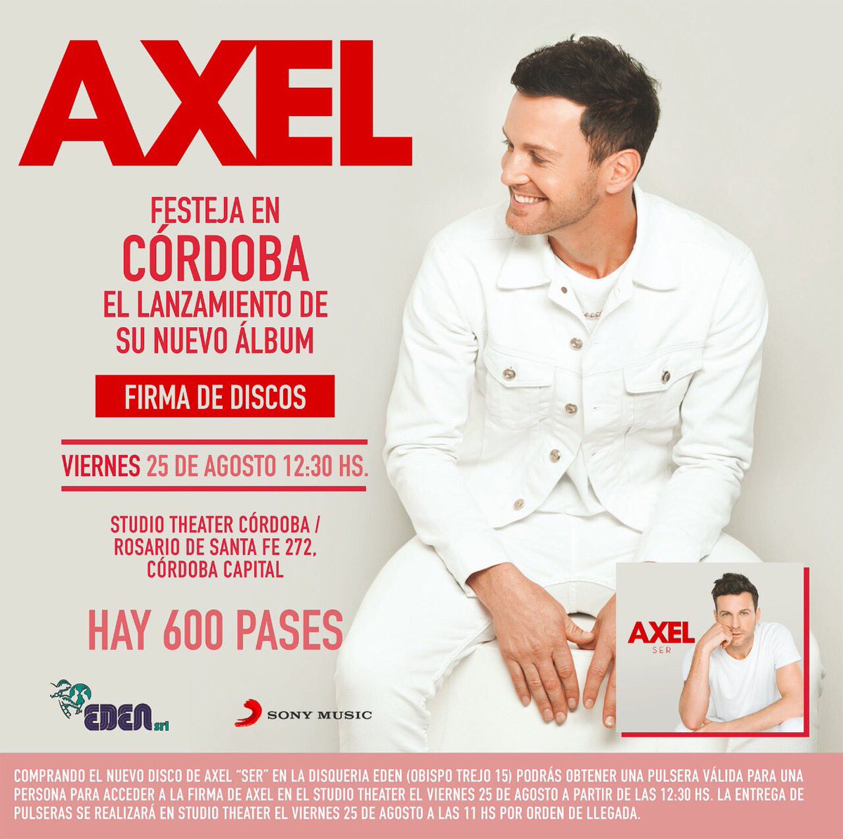 AxelOficial's tweet photo. Los espero a todos para el lanzamiento de #SerAlbum en #Cordoba este viernes!! ✔️ https://t.co/xGMwrWj39M