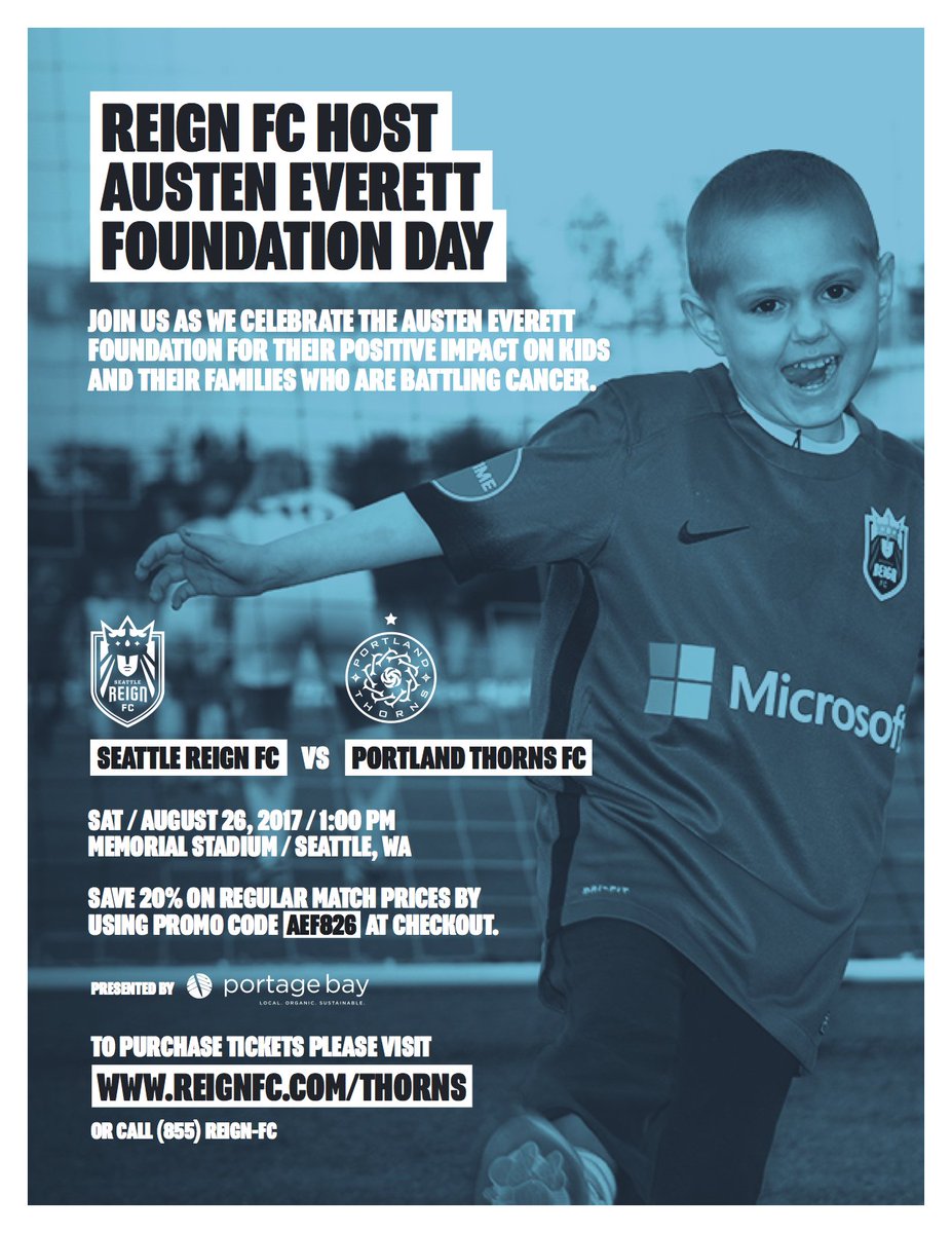 AustenEverettFD's tweet photo. Don't forget to come celebrate with us this weekend!! See flyer for details! #AEF #Unite2Fight #ReignFC #MatchDay2017 @ReignFC https://t.co/L6gD1F91br