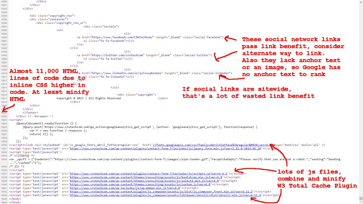 DavidLaw's tweet photo. Actionable #SEO Tips 4 https://t.co/DjlPrjLUAr
lot of inline CSS + CSS files
Use W3 Total Cache combine/minify
#PerformanceSEO @CRWTechCom https://t.co/pd2e5nqjAa