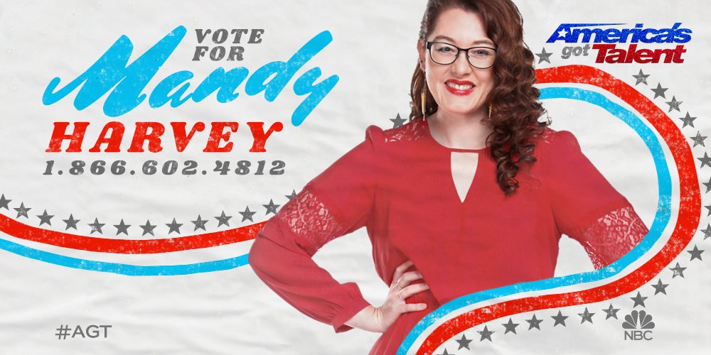 AGT's tweet photo. If @mandyharvey inspired you with her latest original, RETWEET and make sure you VOTE tonight. #AGT https://t.co/XQ1OnM4cOn