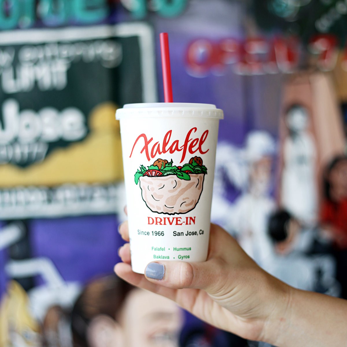 contentmag's tweet photo. Getting our falafel and banana milkshake fix at the @falafelsdrivein on Stevens Creek Blvd. #ContentExplore #ExploreMidtownSJ https://t.co/gxURRDWdVE