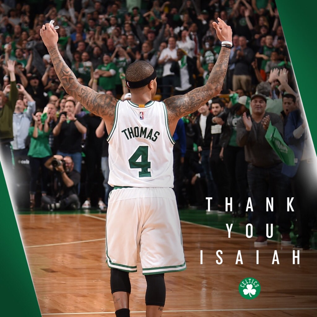 celtics's tweet photo. "Isaiah embodied what it meant to be a Celtic. He captured fans’ hearts not only with his spirit, but his personality.” - Danny Ainge. https://t.co/Xz85keUYHq