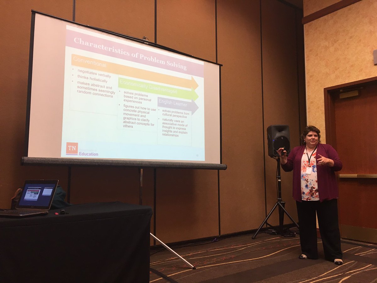 JoannL_81's tweet photo. Nancy Williams sharing advanced &amp; gifted characteristics often overlooked for various demographics of students. #ESSA2017 @TNedu https://t.co/tcN35BANR7