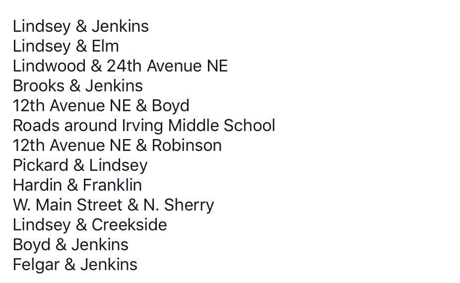 9:48PM: These streets are closed due to localized flooding. Avoid these areas! #okwx