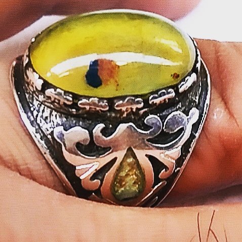 Damla Kehribar taşlı el işçiliği yüzük