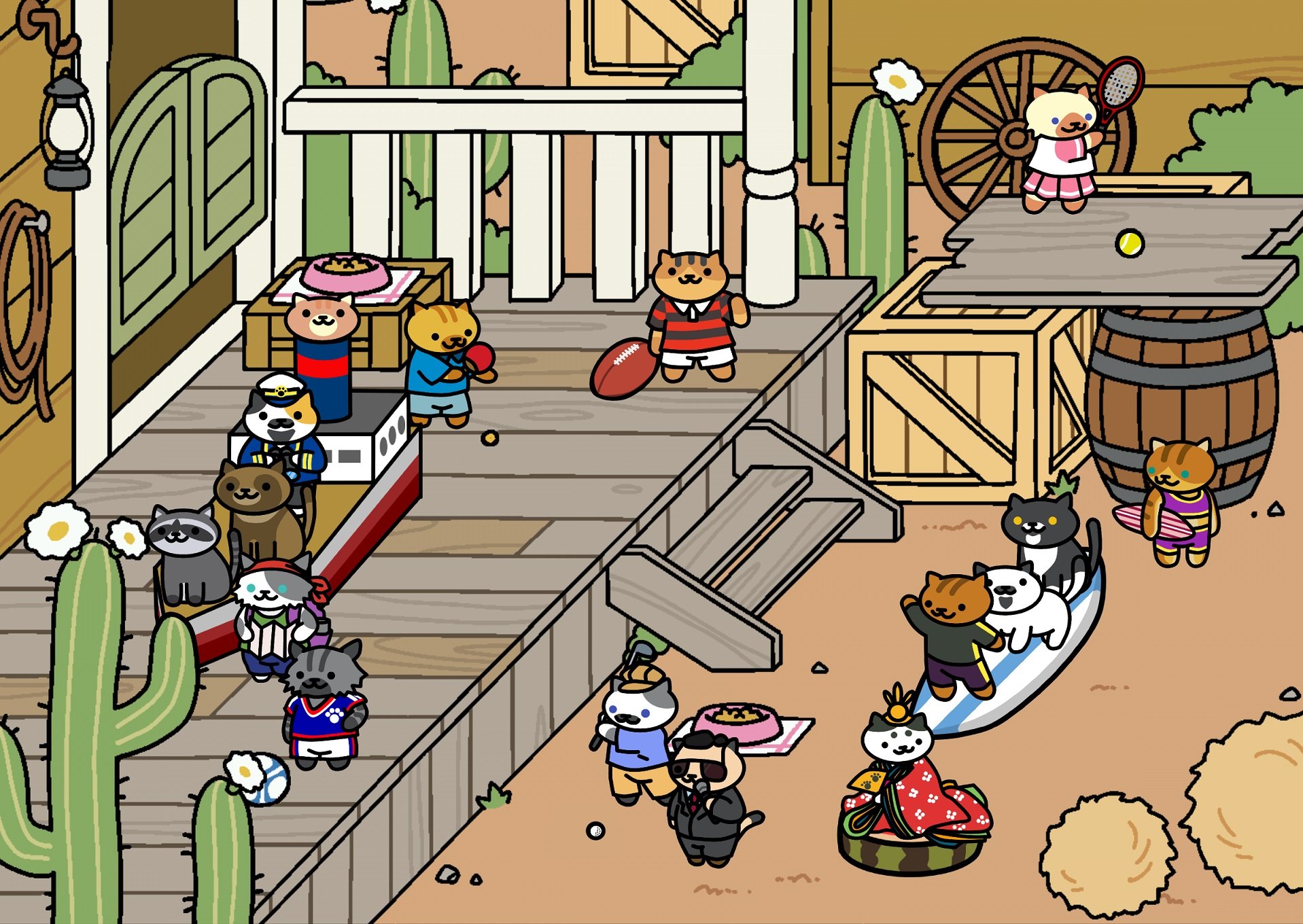 ちきちゃん Nekoatsume Tw ねこあつめ 風コスプレ猫をまた描いてみました テニス猫第二弾 妄想新グッズの テニスボールに遊びにくるレア猫で テニスを愛して止まない熱血漢のねこさんです 一応 素振りの練習をしている所です 名前は ねこあつめ