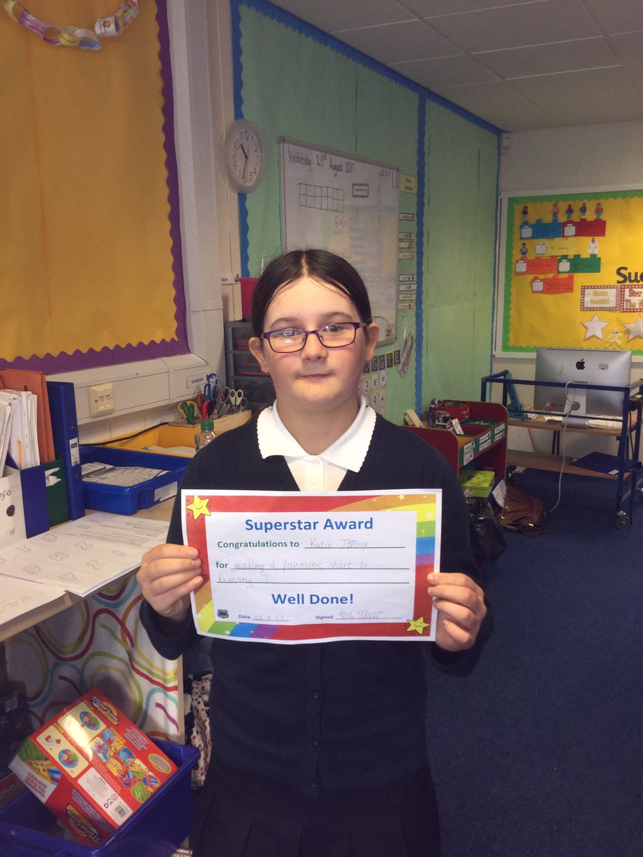 PetersburnPS's tweet photo. What a star this girl had been - great start to primary 7 #proud #base7 https://t.co/AAhliQz9oc
