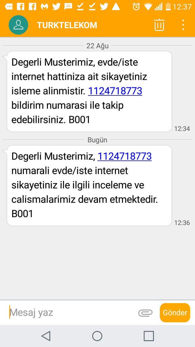 Buna benzer türk telekom o kadar çok aldımki sıradan mesajlar sorun çözdükleri yok ha rütüel davranış
