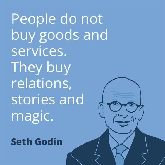 Mensen kopen relaties, verhalen en magie.
#sethgodin #kopen #quote #inspiratie