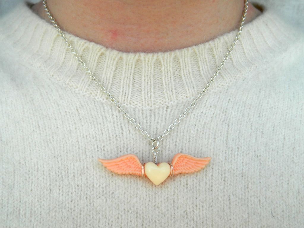 These #handmade #Kawaii Winged #Heart #Charm #Necklaces were a best seller at #Canterbury Comi-Con 2017 grab them in my #Etsy shop