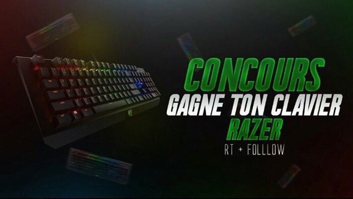 steevvvvv's tweet photo. 🔹 BIG CONCOURS 🔹

Gagne ton CLAVIER RAZER BLACKWIDOW!

🔺 Rt + Follow :
@WowzaConcours
@StayerzIG 
@TimerUHC 

➡️ Tirage a 750 RT ! ❤️ https://t.co/yHYtZRvn0m