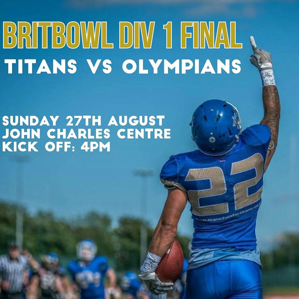 🔥It will be a battle to rival those read in Greek mythology🔥THIS Sunday the TITANS of MANCHESTER will wage war against the LONDON OLYMPIANS🏈