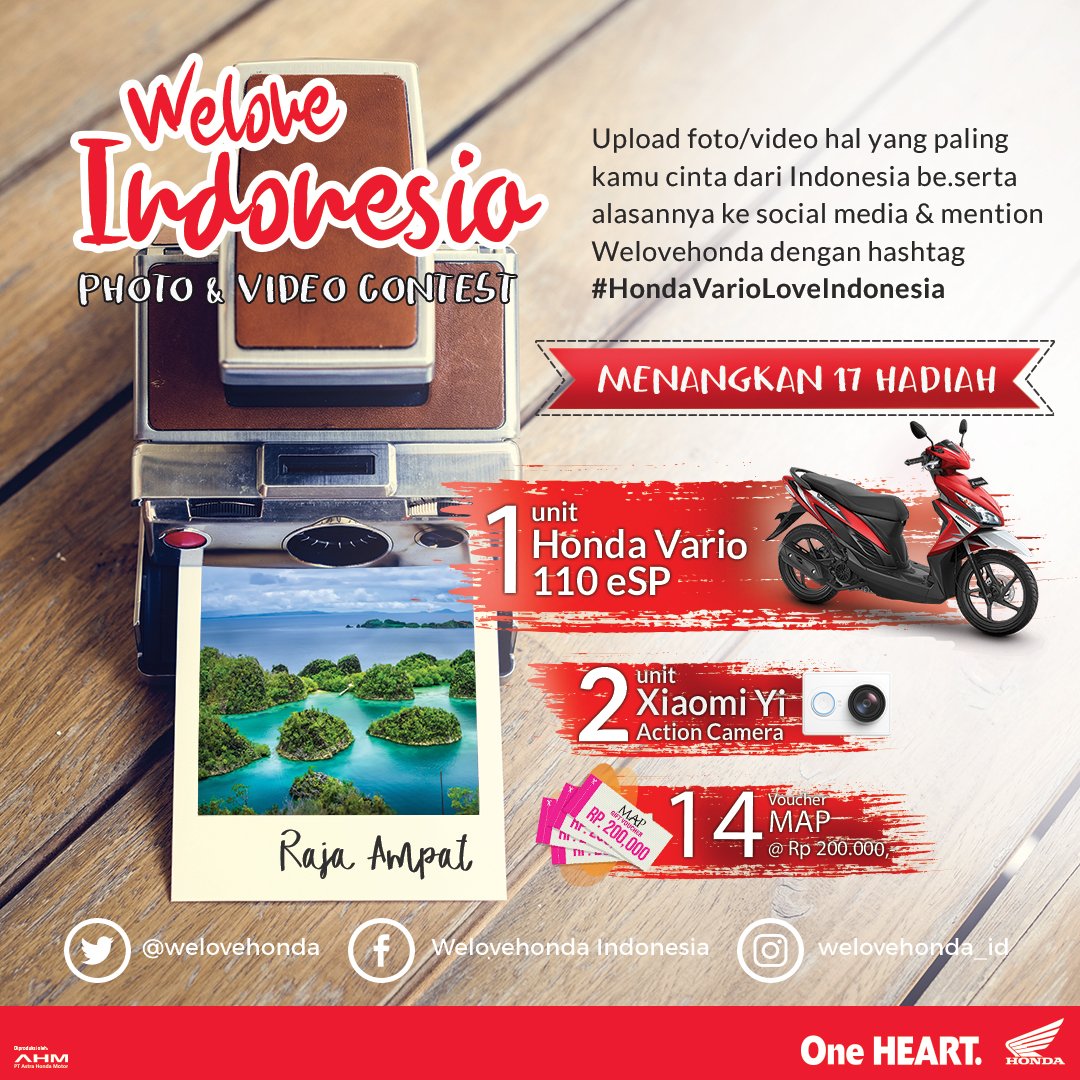 upload foto atau video hal yg kamu cinta dari Indonesia &amp; alasannya, mention <a href="/welovehonda/">welovehonda</a> sertakan hashtag #HondaVarioLoveIndonesia