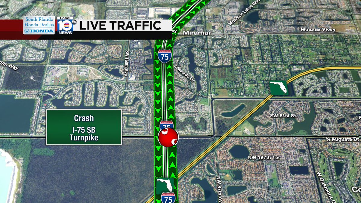 Crash on I-75 SB approaching Turnpike #traffic https://t.co/SeIqdhiNOl