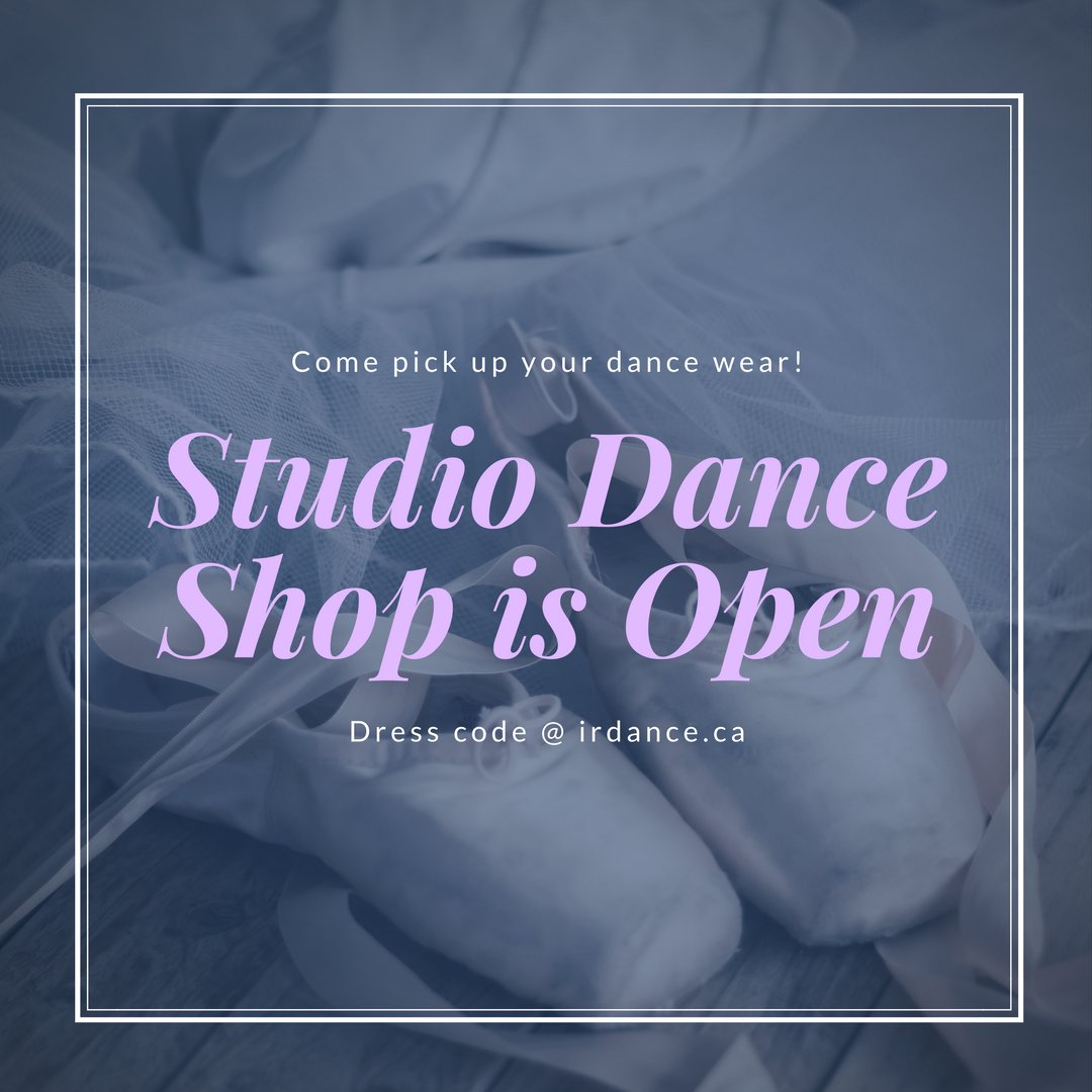 The Studio Shop is now open! Come pick up your back-to-dance uniform and #IRDance Team clothing! #DanceStudio #Info4Parents