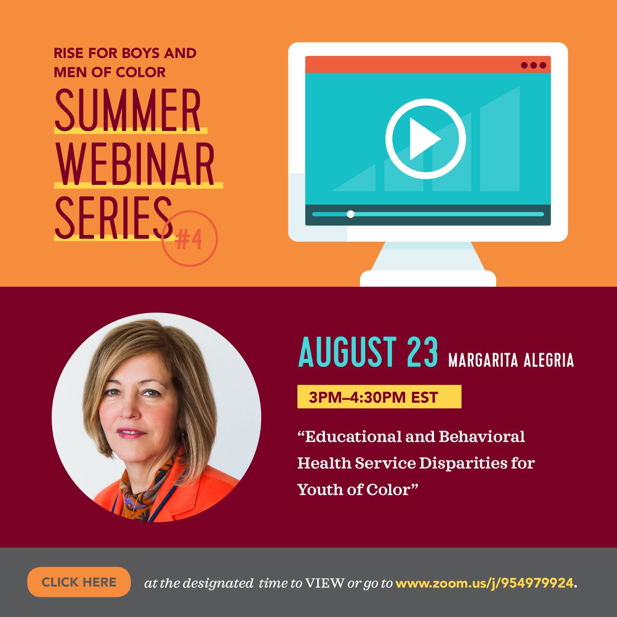 risebmoc's tweet photo. Today at 3pm EDT - Webinar on educational &amp; behavioral health service disparities for BMOC with Dr. Alegria: https://t.co/MvCS9rSY2y https://t.co/W6jJ665H8d