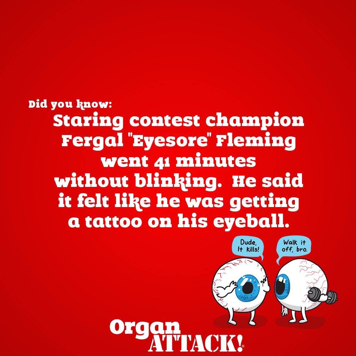 organattack's tweet photo. Afflict someone with an intense staring contest. #OrganATTACK #NationalEyeExamMonth https://t.co/HHGYHIWZll