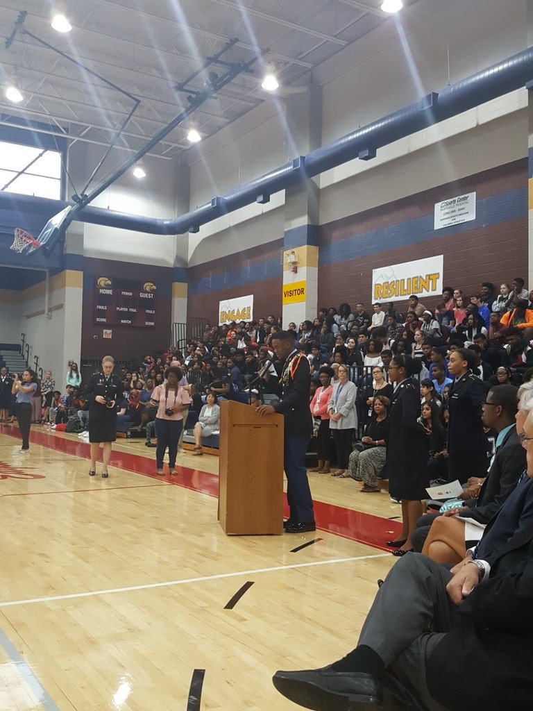 LTC Foy accepting command at Columbia High School