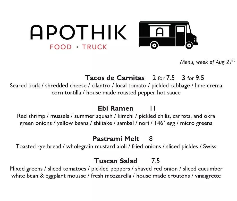 eatapothik's tweet photo. Menu Time!!  Cheers everyone!
#apothikmenu #eatapothik #lacrossewi https://t.co/5KyOoqK4JV