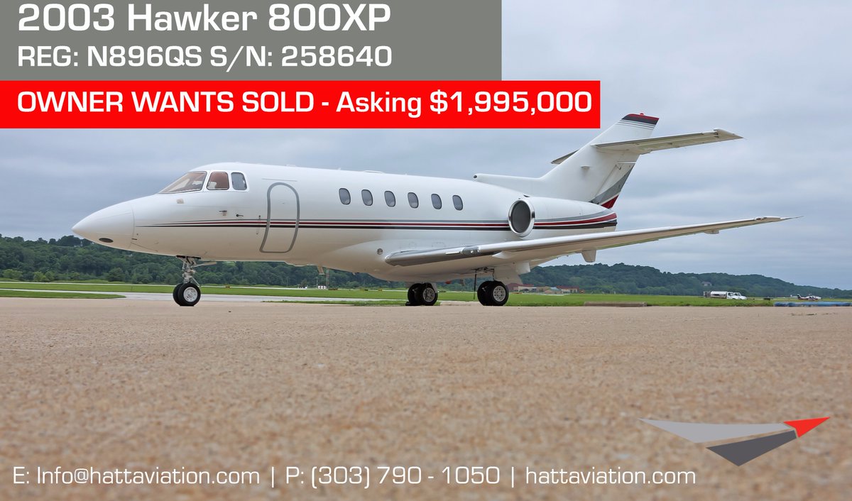 #aircraftforsale #majorpricereduction #hawker800xp #bizjet #bizav #hattaviation