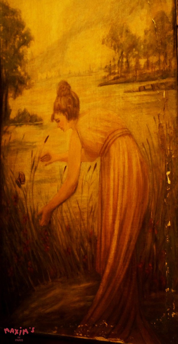 Maxims_de_Paris's tweet photo. Détails d'une peinture murale de la grande salle mythique de chez @Maxims_de_Paris 
#Histoire #ArtNouveau #Restaurant #Paris #Art #Mythique https://t.co/O8af0pkcTN