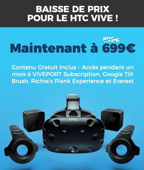 ActuVR360's tweet photo. Après l'@OculusRift , c'est l'@htcvive qui baisse son #prix . Un bel effort de 200€ de moins mais, EST-CE SUFFISANT? https://t.co/VHRy2X9nJf