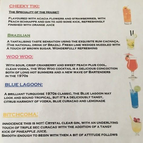 Cocktail Menu for Cheeky Tiki at <a href="/chinnorbf/">Chinnor Beer Fest</a> on Saturday #beer #beerfest #beerfestival #cocktails #chinnor