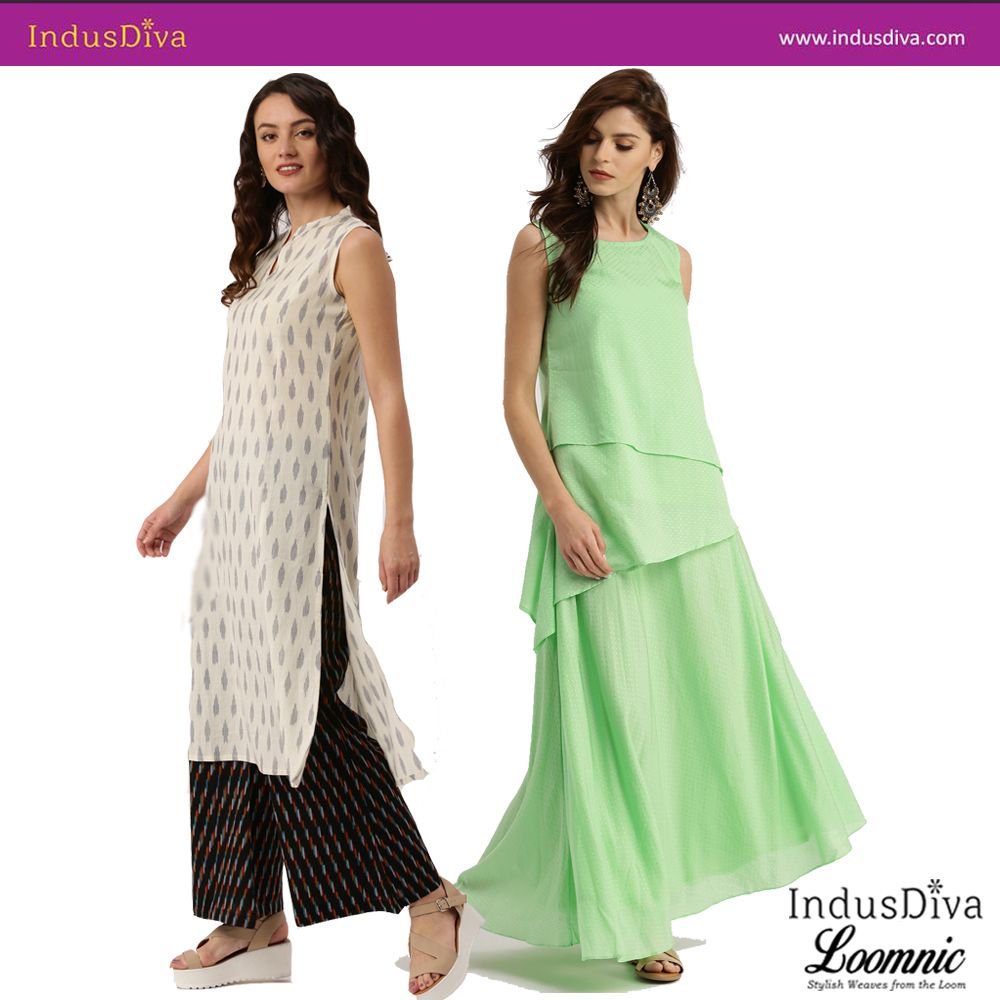 IndusDiva's tweet photo. Exquisite clothing sets of tastefully designed kurta-palazzos and interestingly styled skirt-top. #IndusDiva Exclusive @Myntra https://t.co/iJ24FKWb8U